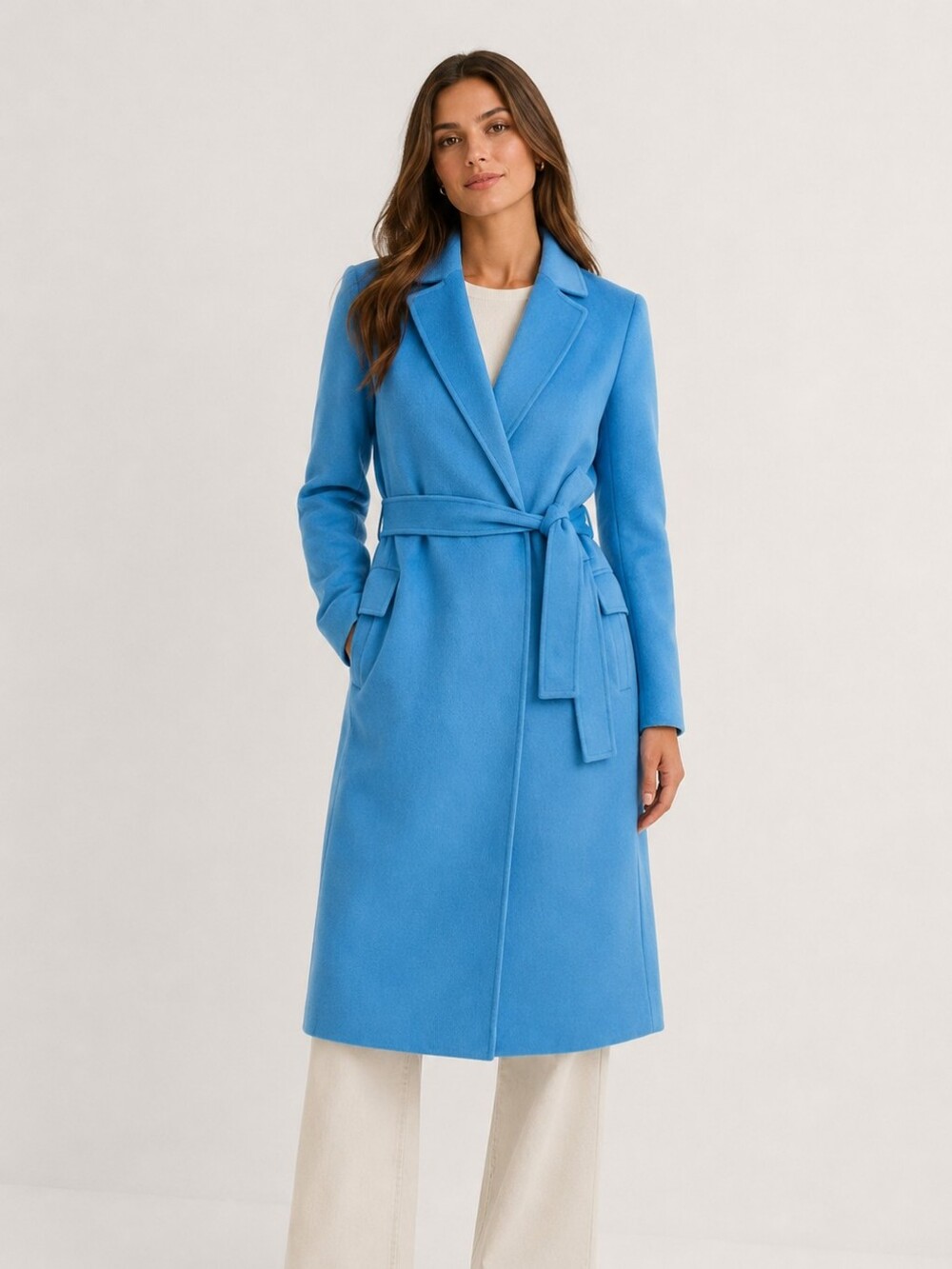 Maje Geode Double-Face Belted Coat Blue Size 38 Medium